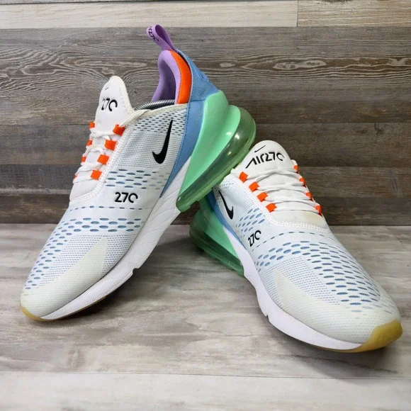 Nike Air Max 270 Mens Size 12.5 White Multi-Color Running Shoes DX2347-100 - Picture 3 of 11